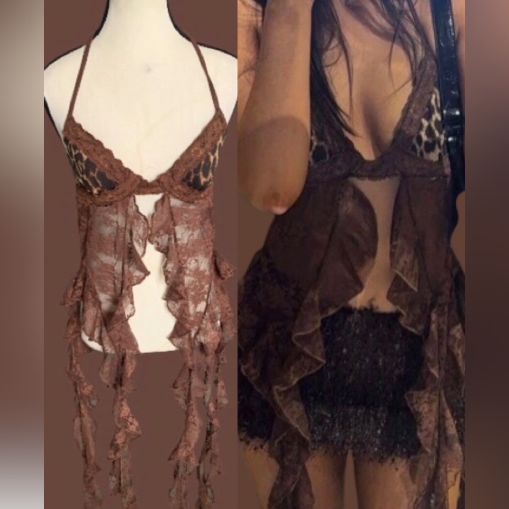 Leopard and Brown Lace Women's top